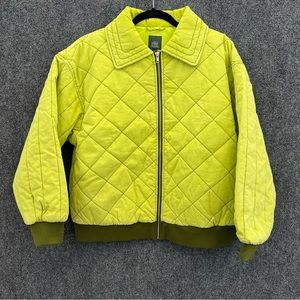 Wild Fable Bomber Jacket Quilted Eccentric Lime Green S Collared